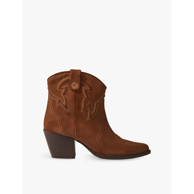 Maje Suede Ankle Boots In Marron/brown