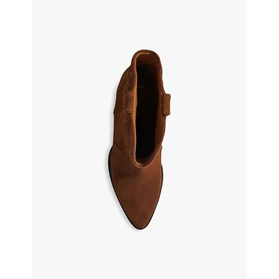Maje Suede Ankle Boots In Marron/brown