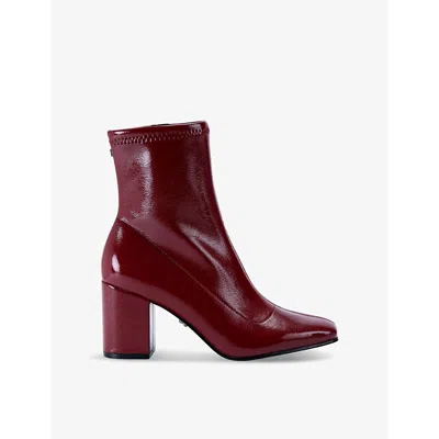 Carvela Womens Red Strut Heeled Patent-faux Leather Ankle Boots In Red