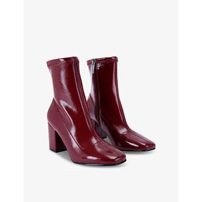 Carvela Womens Red Strut Heeled Patent-faux Leather Ankle Boots In Red