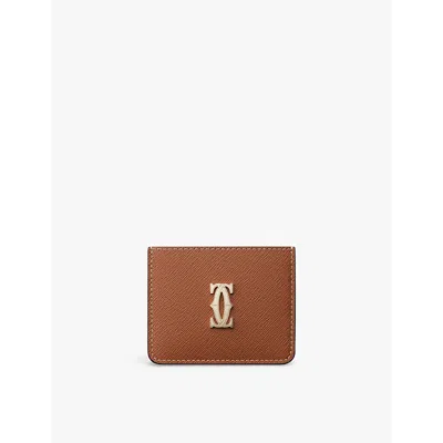 Cartier Womens Caramel C De  Leather Cardholder In Caramel