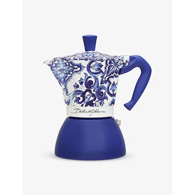 Bialetti Blue Meditteraneo Dolce & Gabbana 6-cup Moka Stovetop Coffee Maker In White / Blue