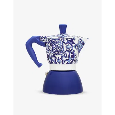 Bialetti Blue Meditteraneo Dolce & Gabbana 6-cup Moka Stovetop Coffee Maker In White / Blue