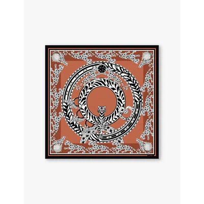 Cartier Silk Panther Scarf In Caramel
