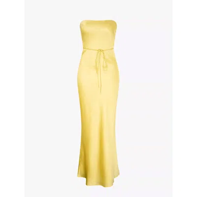Omnes Womens Yellow Amdra Slim-fit Strapless Recycled-polyester Maxi Dress In Yellow