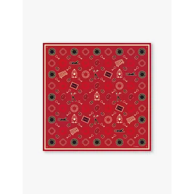 Cartier Womens Burgundy Diablo De  Graphic-print Silk-twill Scarf In Burgundy