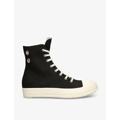 Drkshdw Abstract Sneak Black/milk/milk Black Cotton Lace-up High Sneaker With Chunky Sole - Abstract Hi Snea In Black