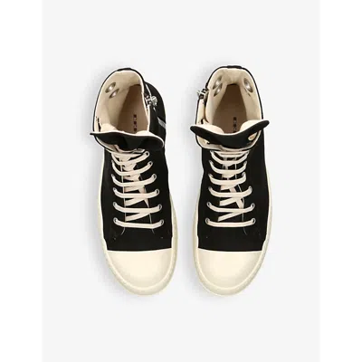 Drkshdw Abstract Sneak Black/milk/milk Black Cotton Lace-up High Sneaker With Chunky Sole - Abstract Hi Snea In Black