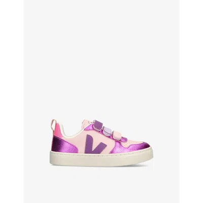 Veja Small V-10 Chromefree Leather Petale_multico-cosmos Sneakers In Pink Comb