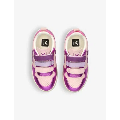 Veja Small V-10 Chromefree Leather Petale_multico-cosmos Sneakers In Pink Comb