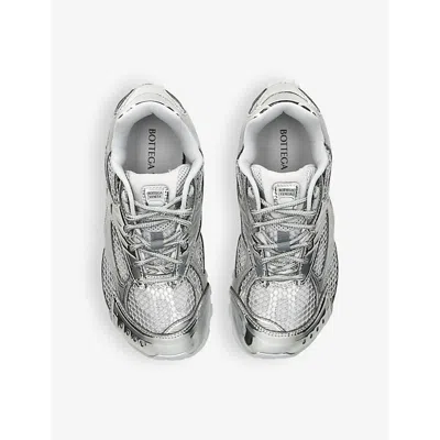Bottega Veneta Orbit Metallic Technical Fishnet Low-top Sneakers In Silver