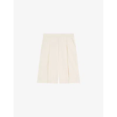 Lk Bennett Womens Cre-ecru Abbie Wide-leg High-rise Stretch-cotton And Linen-blend Shorts In Cre-ecru