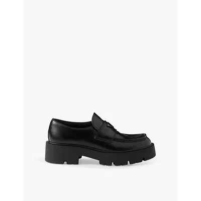 Prada Monolith Brushed Leather Loafers In Black