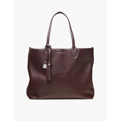 Aspinal Of London Womens Wine Hudson Oversized Leather Tote Bag In Wine
