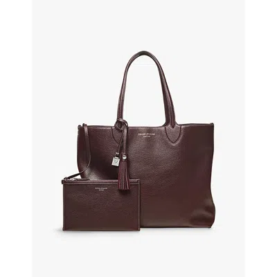 Aspinal Of London Womens Wine Hudson Oversized Leather Tote Bag In Wine