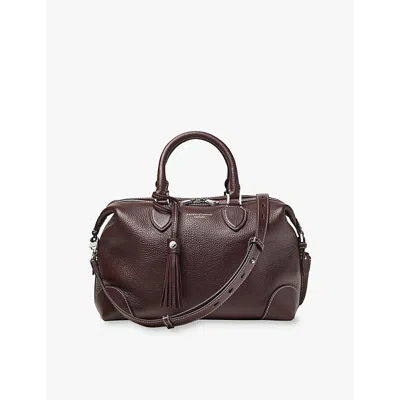 Aspinal Of London Mens Wine Hudson Leather Bowling Bag In Wine