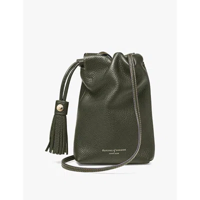 Aspinal Of London Womens Green Hudson Leather Cross-body Bag In Green