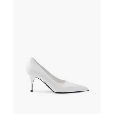 Prada Leather Pumps With Pointed Toe And Stiletto Heel In White