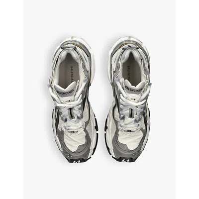 Balenciaga Runner Sneakers With Mesh Panels And Rubber Sole In Grey Mixed