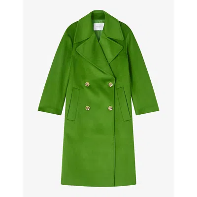 Lk Bennett Womens Gre-green Amor Double-breasted Wool Coat In Gre-green