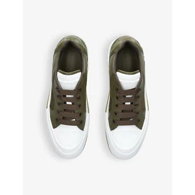Alexander Mcqueen S Khaki Deck Leather And Canvas Low-top Trainers In Khaki