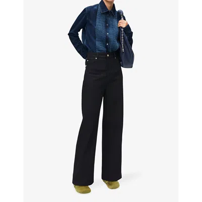 Loewe Denim Pleated Shirt In Washed Indigo