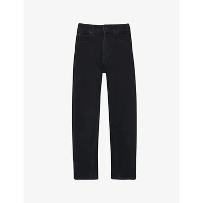 Whistles Womens Black Barrel-leg High-waist Stretch-denim Jeans In Black
