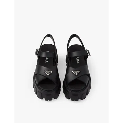 Prada Monolith Rubber Sandals In Black