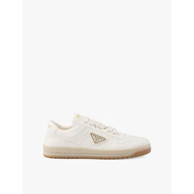 Prada Ivory Nappa Leather Downtown Sneakers In Neutral