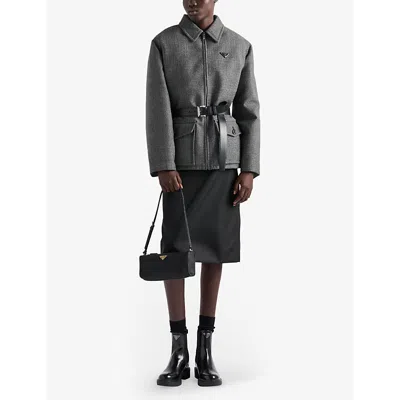Prada Bowling Shouder Bag In Black