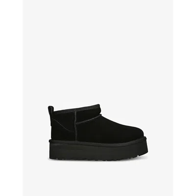 Ugg Black Kids' Classic Ultra Mini Platform Suede And Shearling Boots Eur 36 /3.5 Uk In Black