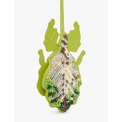 Loewe Beaded Leaf Insect Charm In Meadow Green