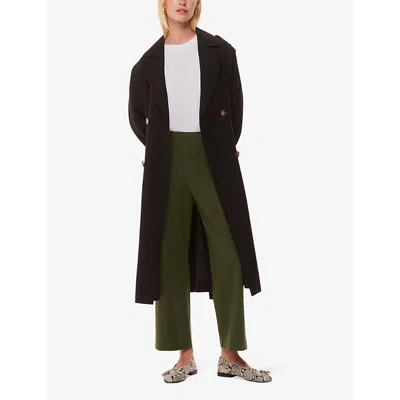 Whistles Omens  Camilla Wide-leg High-rise Stretch-woven Trousers In Khaki/olive