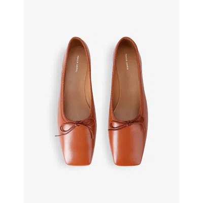 Mansur Gavriel Square Toe Ballerina In Tan