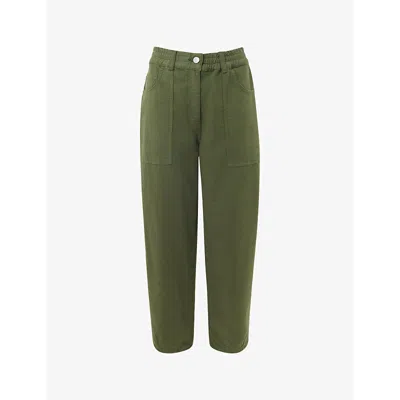 Whistles Petite Tessa Casual Trousers In Khaki/olive