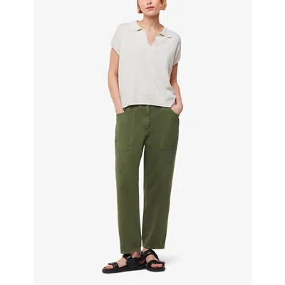 Whistles Petite Tessa Casual Trousers In Khaki/olive