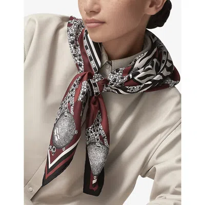 Cartier Womens Burgundy Panthère Reissue Graphic-print Silk-twill Scarf In Burgundy