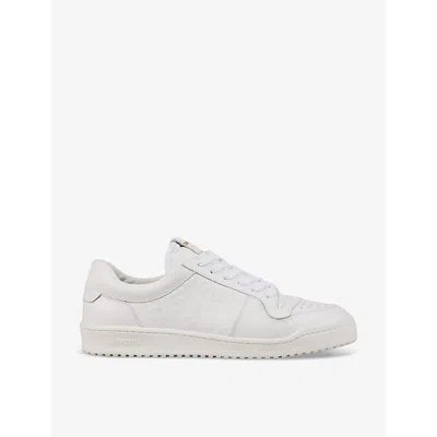 Sandro Mens Naturels Logo-embossed Leather Low-top Trainers In Naturels