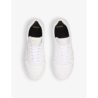 Sandro Mens Naturels Logo-embossed Leather Low-top Trainers In Naturels