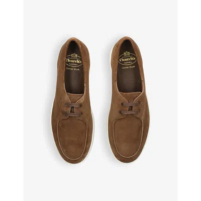 Church Mens Tan Longsight Branded Suede Low-top Trainers In Tan