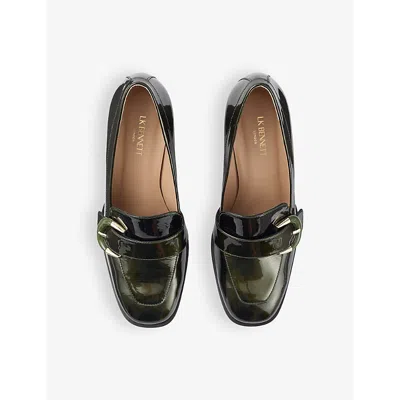 Lk Bennett Womens Met-bronze Green Mara Buckle-embellished Patent-leather Heeled Pumps In Met-bronze Green