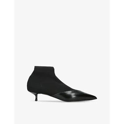 Neous Vega Shell And Leather Point-toe Ankle Boots In Black