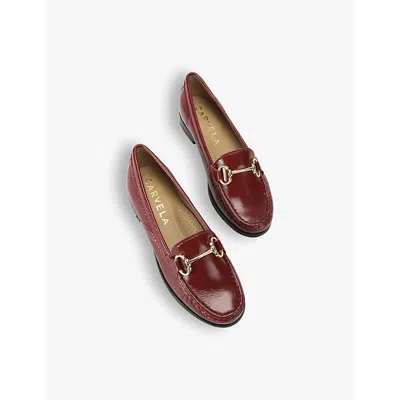 Carvela Comfort Womens Red Click Snaffle-trim Flat Patent-leather Loafers In Red