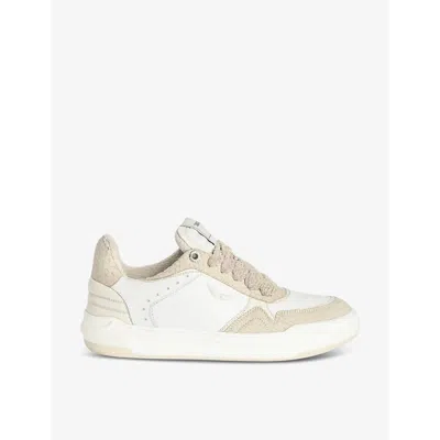Zadig & Voltaire Womens Ice Wings Snakeskin-effect Low-top Leather Trainers Eur 41 / 7 Uk In Ice