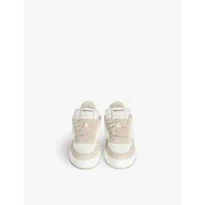 Zadig & Voltaire Womens Ice Wings Snakeskin-effect Low-top Leather Trainers Eur 41 / 7 Uk In Ice