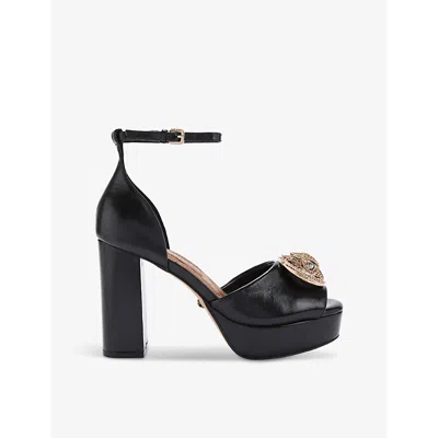 Kurt Geiger Womens Black Chelsea Platform-heel Leather Sandals In Black