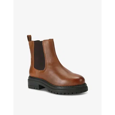 Carvela Womens Tan Headline Flat Leather Chelsea Boots In Tan