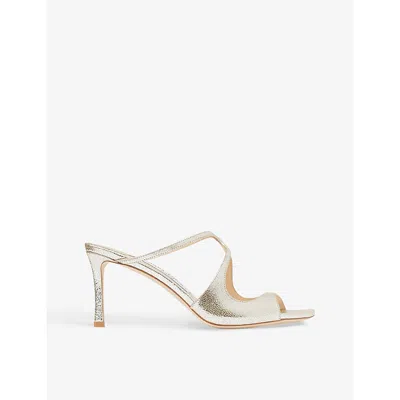 Jimmy Choo Womens Champagne Anise 75 Glitter-effect Leather Heeled Sandals In Champagne