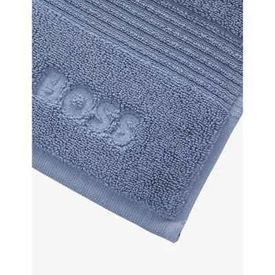Hugo Boss Sky Logo-embroidered Cotton Bathmat 60cm In Sky