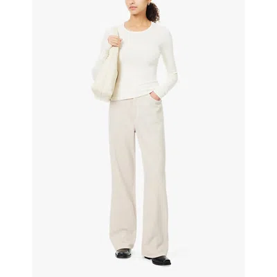 Agolde Womens Oatmilk Alma Shrunken Crewneck Jersey Top In Oatmilk